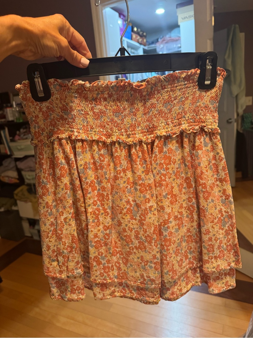 Rails Orange Floral Smocked Mini Skirt